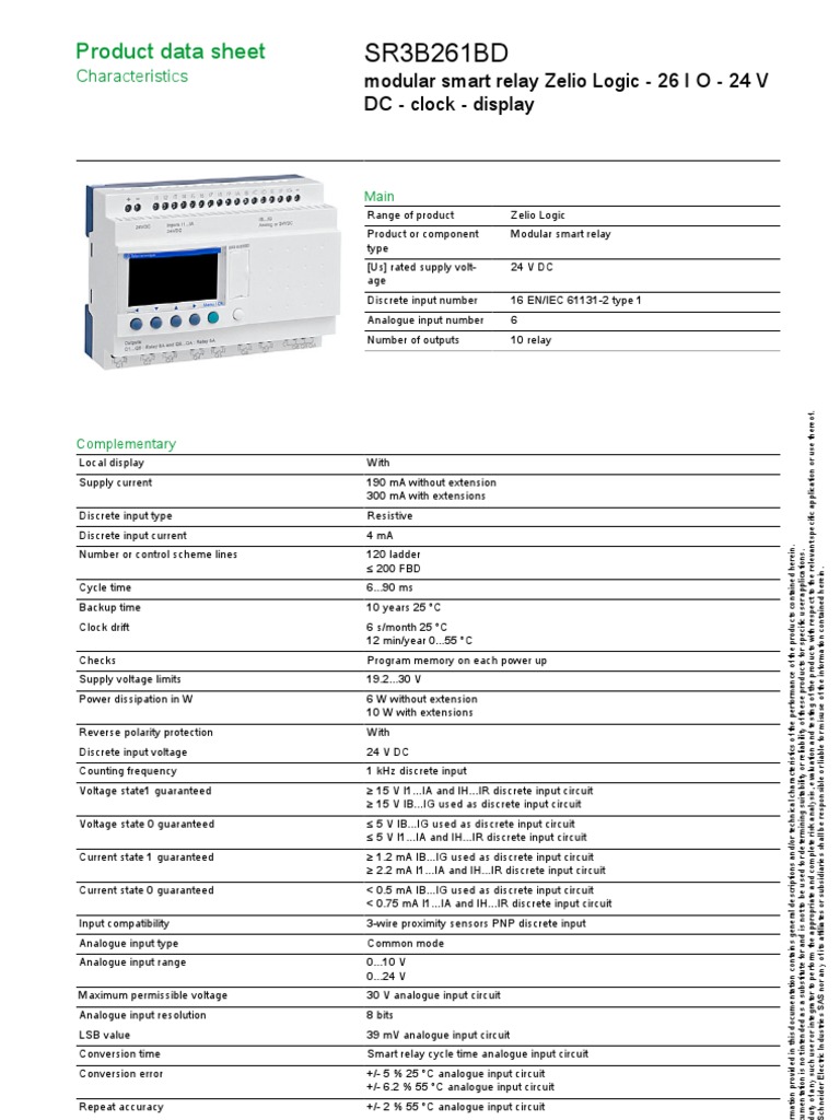Zelio Logic SR3B261BD | PDF | Relay | Physical Quantities