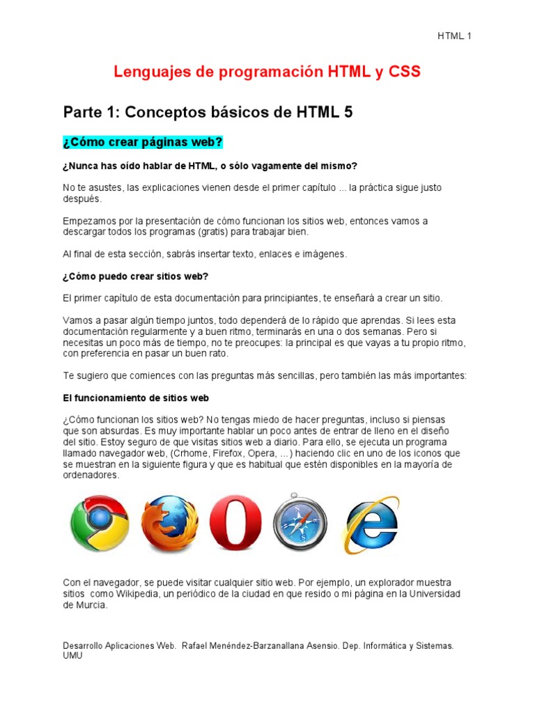 Lenguaje de Programacion HTML 1 | HTML | Navegador web