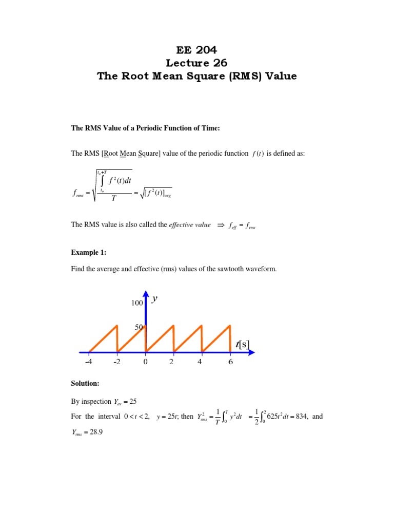 RMS Values in Electrical Engineering | PDF