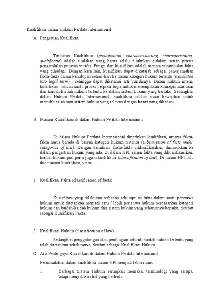 Kualifikasi Dalam Hukum Perdata Internasional