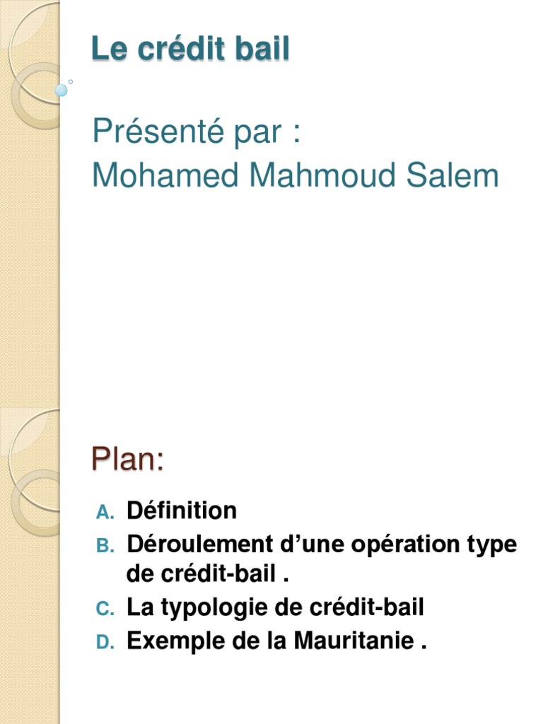 Les types de créditbail