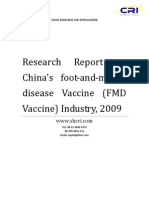 Research Report on China's foot-and-mouth disease Vaccine (FMD Vaccine) Industry, 2009