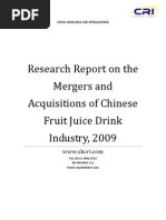 Research Report on the Mergers and Acquisitions of Chinese Fruit Juice Drink Industry, 2009