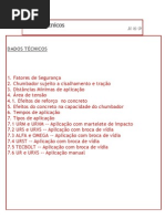 Chumbadores Tecnart - Dados Técnicos