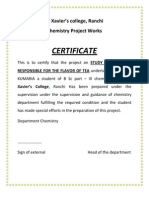 Certificate: ST Xavier's College, Ranchi Chemistry Project Works