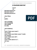 Project Work On Computer Science: Programme For Telephone Directory