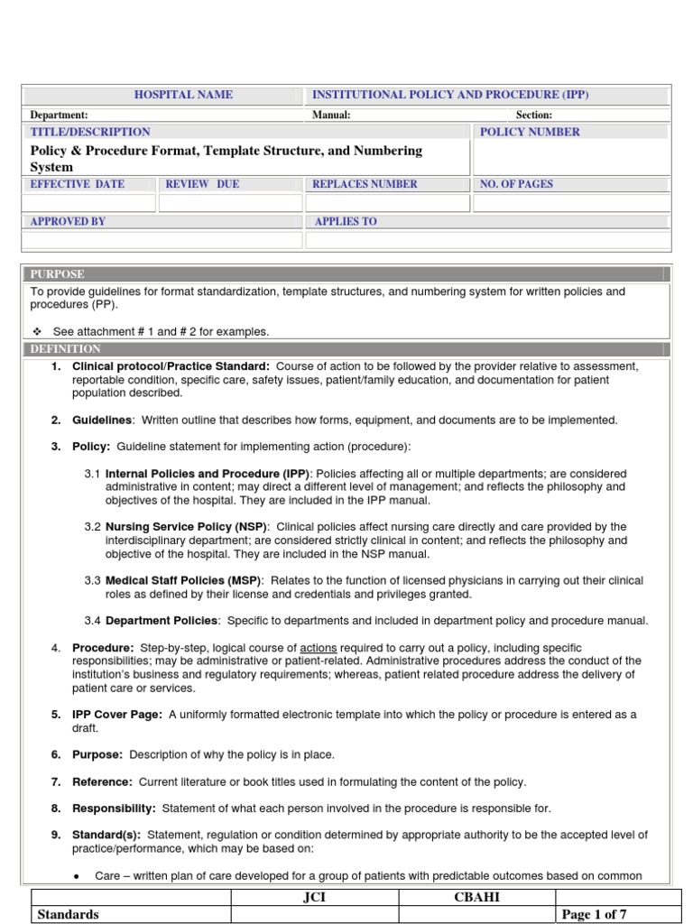 Hospital Policy Format Guidelines | PDF | Policy | Hospital