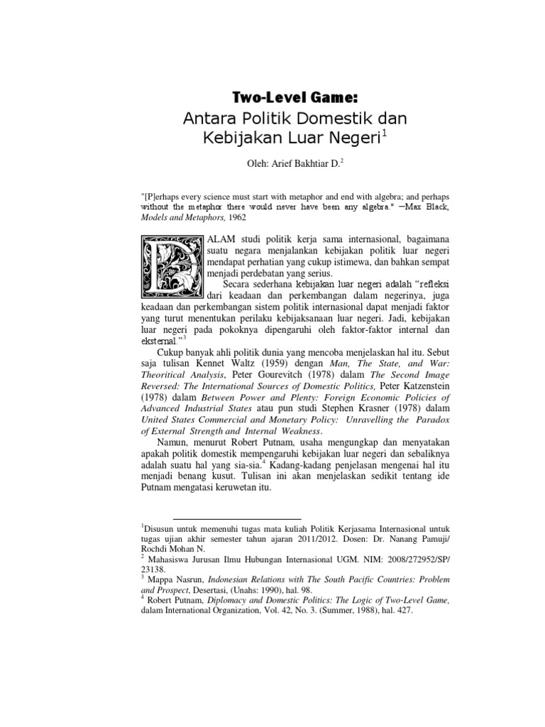 Twolevel Game Robert Putnam