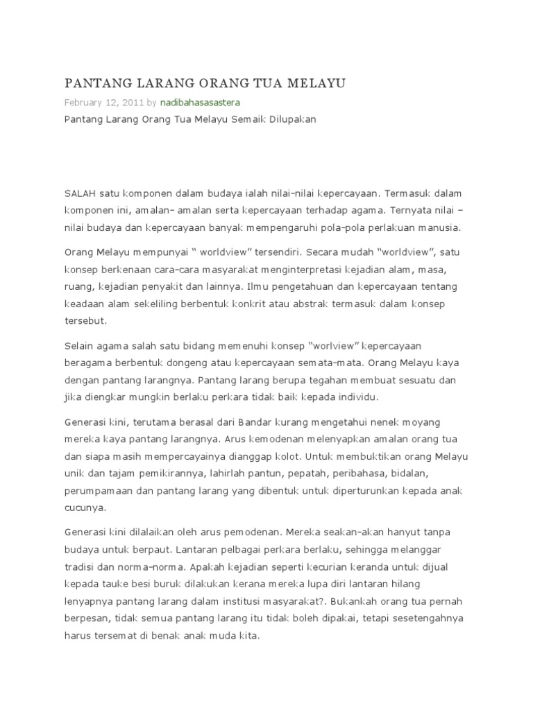 Pantang Larang Orang Tua Pdf