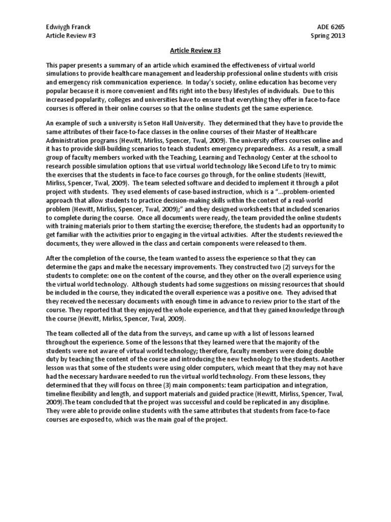 article review 3 | Educational Technology | Pedagogy