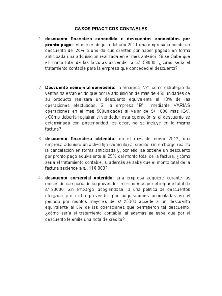 Tratamiento Contable de Descuentos | PDF | Finanzas y dinero