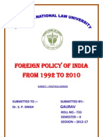 FOREIGN POLICY OF INDIA FROM 1992 To 2010