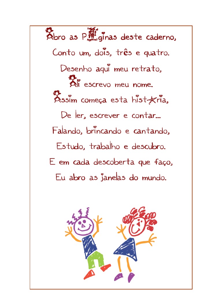 Mensagem de Abertura para Caderno Infantil | PDF | Mídia | Livros