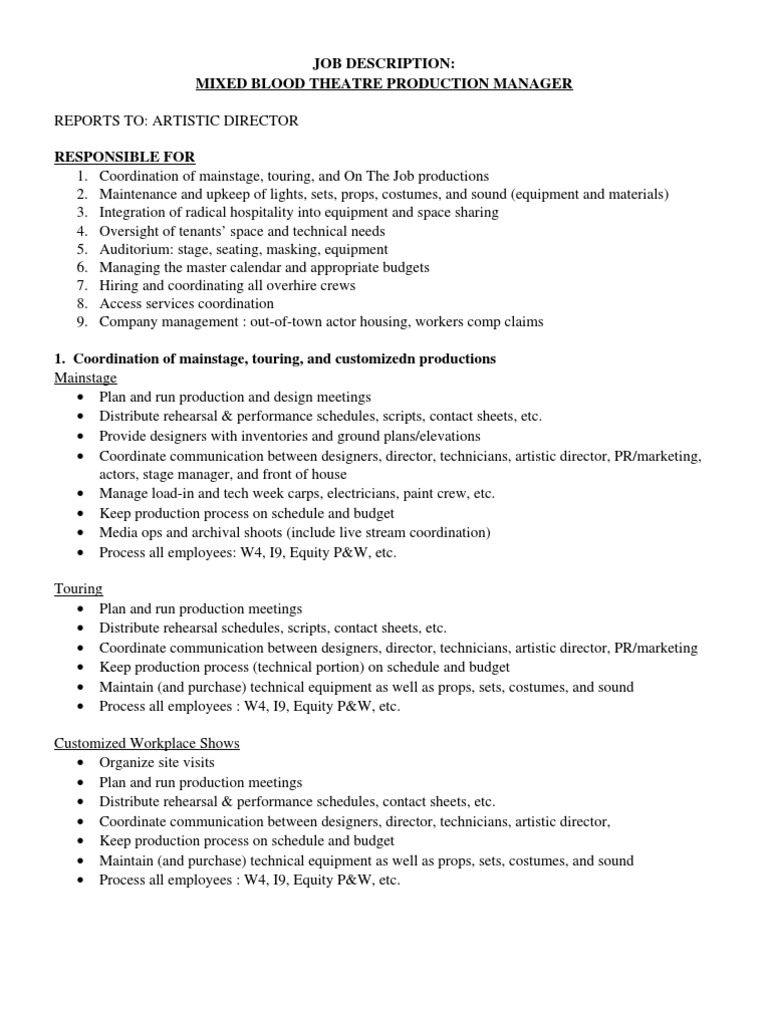 Production Manager Job Description | PDF | Employment | Inventory