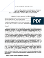 Evaluation de L'Activité Anti-Inflammatoire de Feuilles (Annonaceae) Sur L'Œdème Aigu de La Patte de Rat Indidt Par La Carragénine