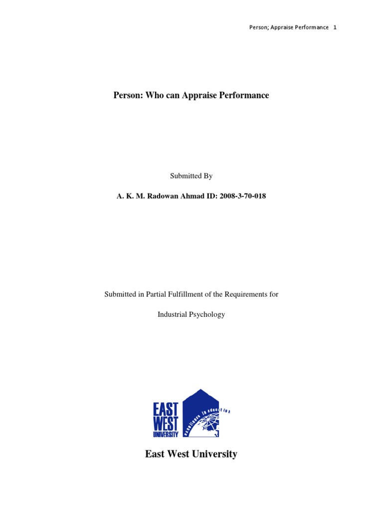 Who Can Appraise Performance | PDF | Performance Appraisal | Applied ...
