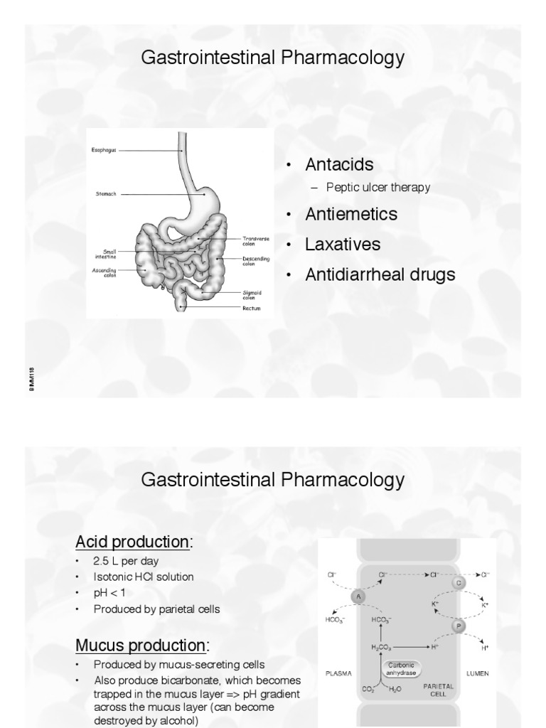 Gastrointestinal Pharmacology Antacids Antiemetics Laxatives