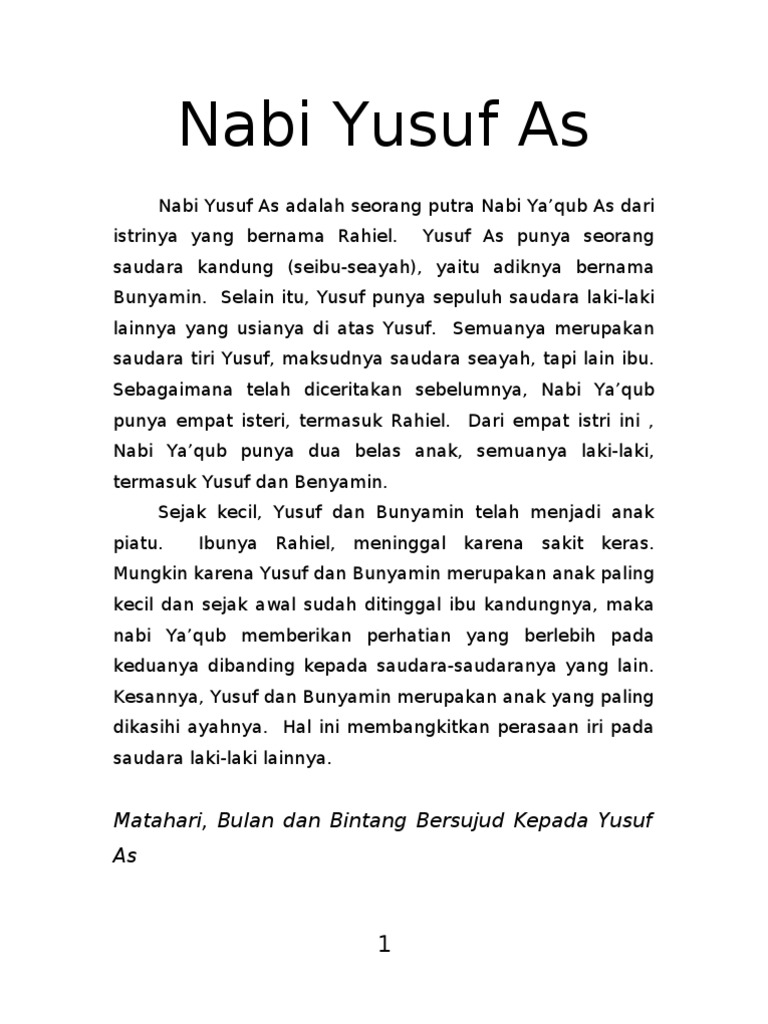 Nama ibu nabi yusuf