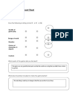 Kodu: Peer Assessment Sheet: Student Name: Assessed by
