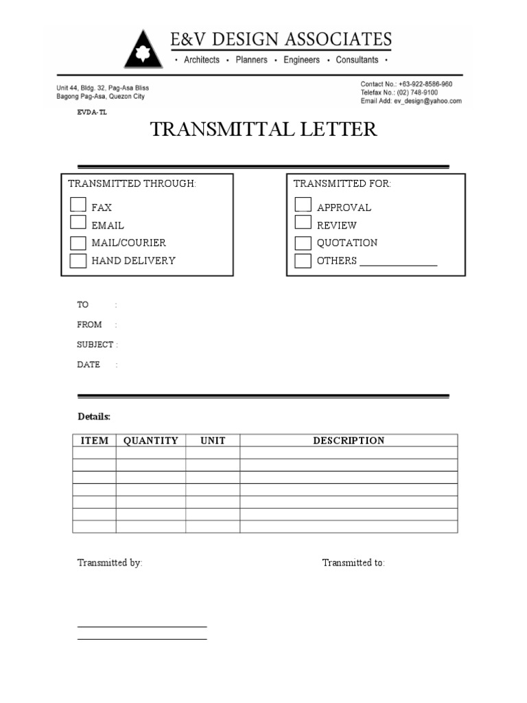 BLANK Transmittal Form | Mail | Public Services