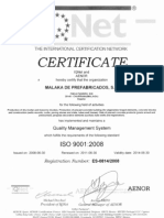 Certificado Sistema Gestion Calidad IQNET
