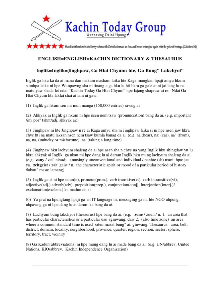 Kachin Today English Kachin Dictionary & Thesaurus Semiotics