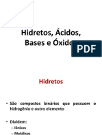 Hidretos, Ácidos, Bases e Óxidos