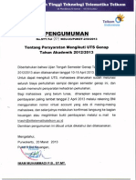 Pengumuman UTS Maret 2013