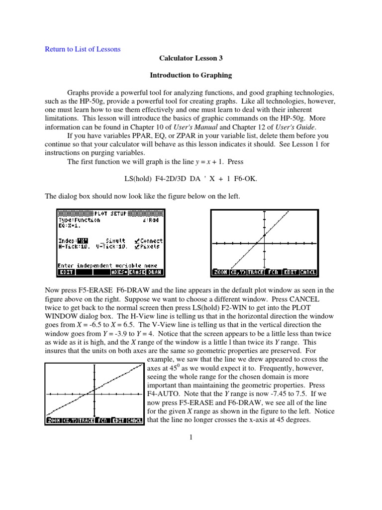 Graphing Basics with HP-50g Calculator | PDF | Teaching Methods & Materials