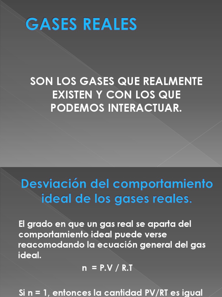 Gases Reales | PDF | Métodos y materiales de enseñanza | Tecnología
