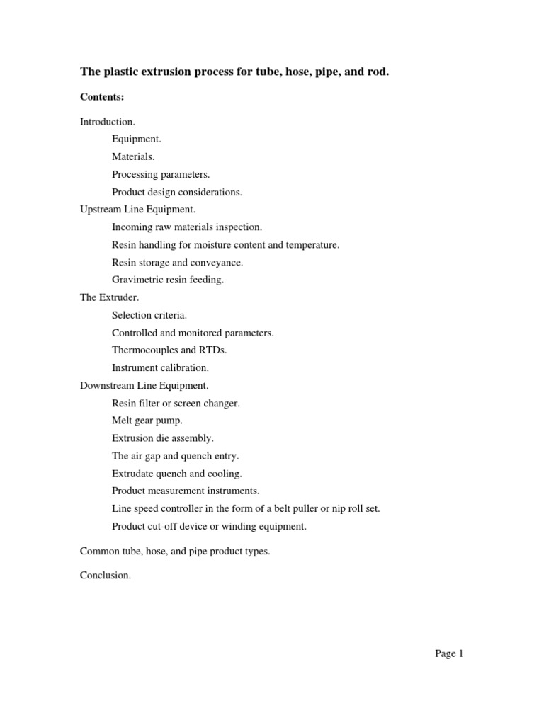 The Plastic Extrusion Process PDF Extrusion Pipe (Fluid Conveyance)