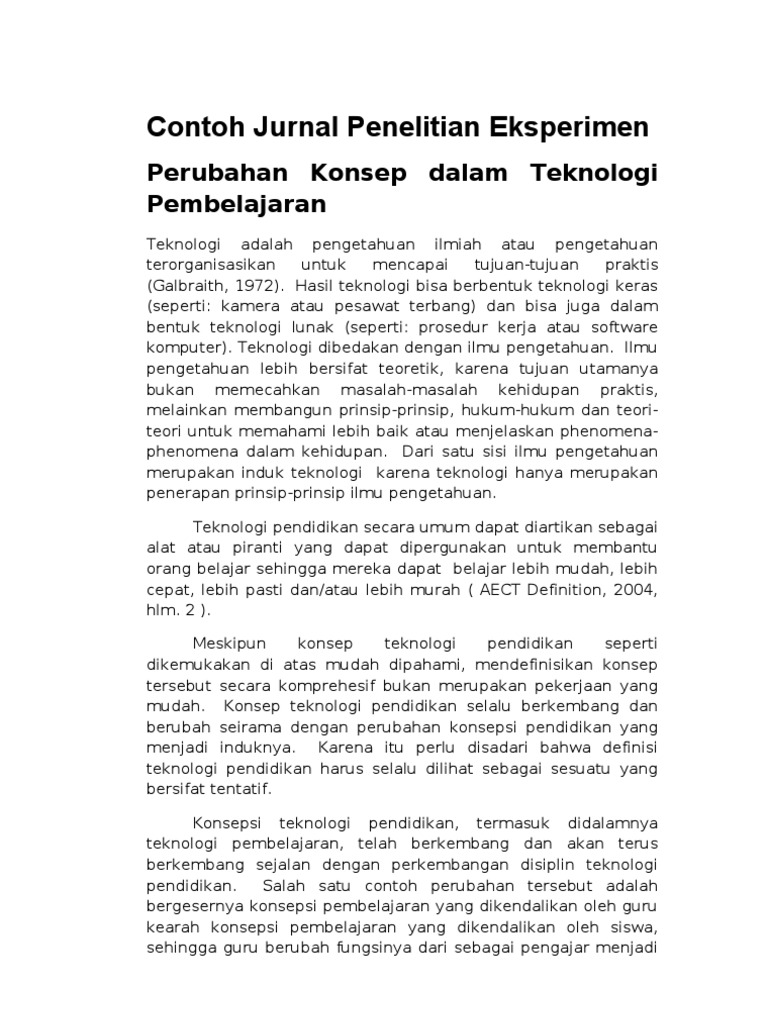 Contoh Jurnal Penelitian Eksperimen