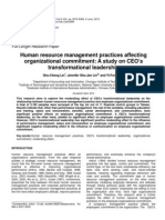 Human Resource Management Practices Affecting Organizational Commitment: A Study On CEO's Transformational Leadership