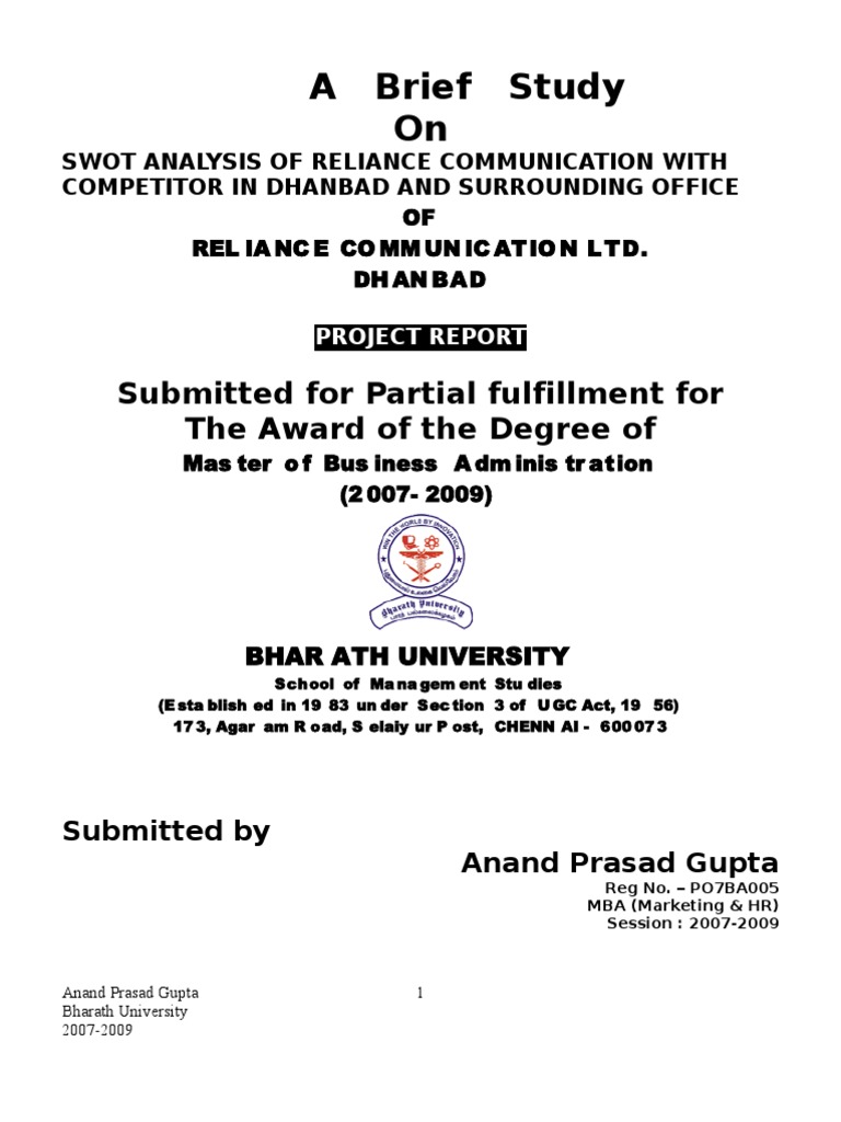 Swot analysis of reliance communication essay 08 image