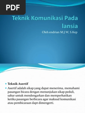 Teknik Komunikasi Pada Lansia
