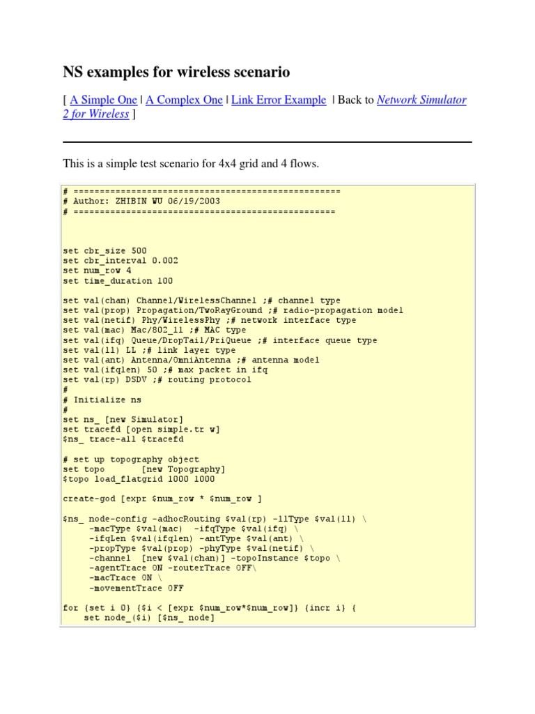 Wireless NS Simulation Examples | PDF | Router (Computing ...