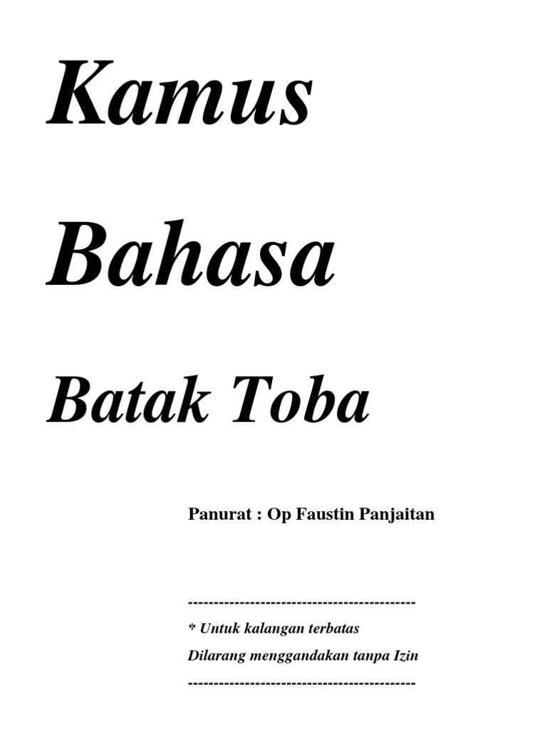 Kamus Bahasa Batak Toba