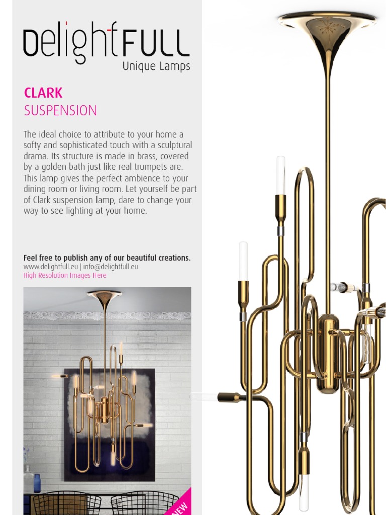 Clark Suspension Lamp: Elegant Brass Design | PDF