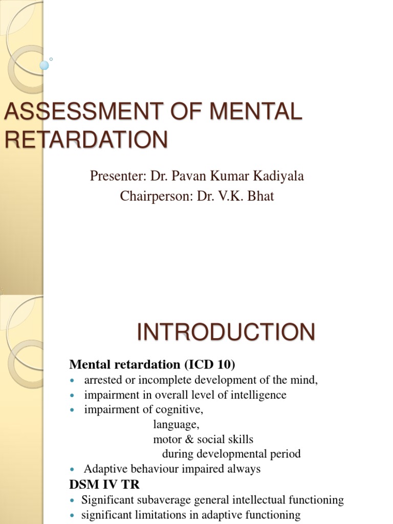 Assessment of Mental Retardation Intellectual Disability Attention