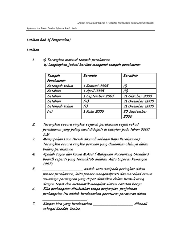 Bab1 Pengenalan Perakaunan Latihan