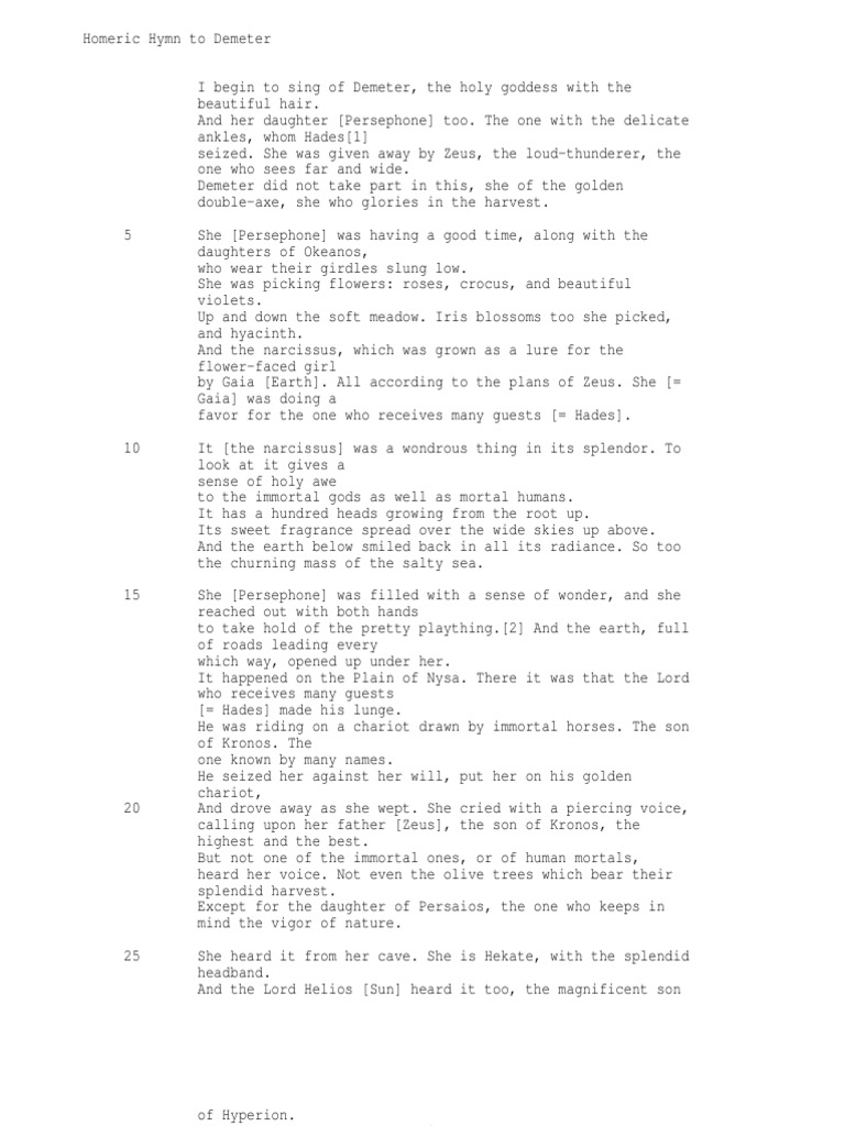 HOMERIC HYMN TO ARTEMIS SUMMARY intelligence overview