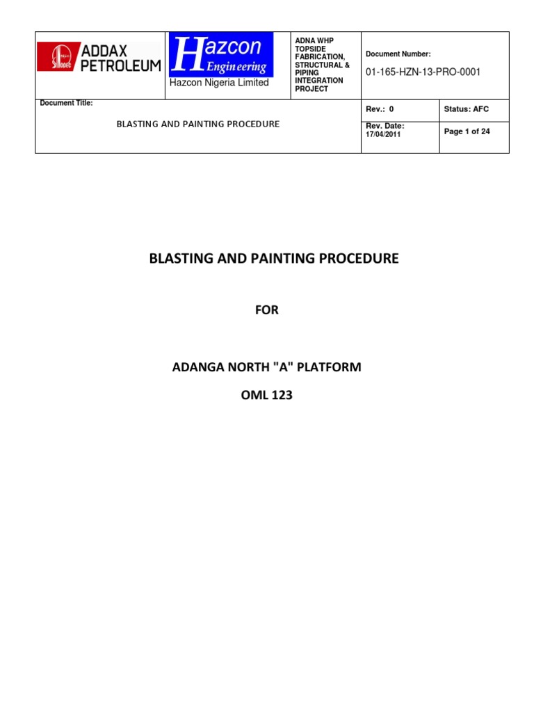 Blasting and Painting Procedure PDF Paint Paintings