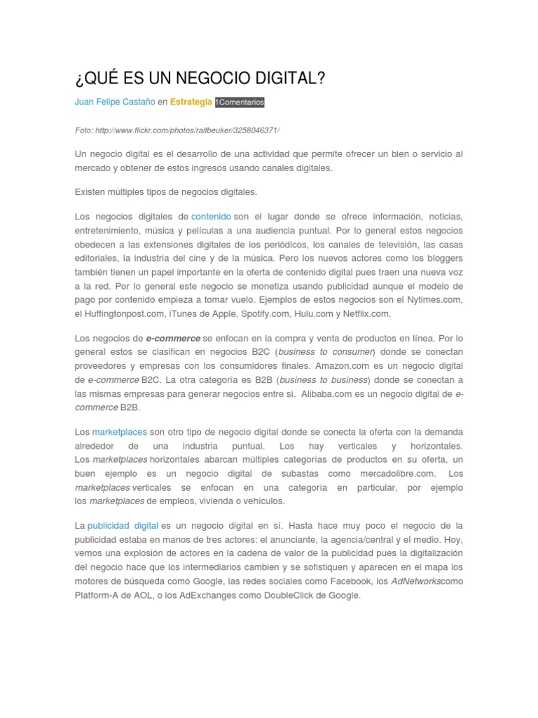 Que Es Un Negocio Digital Pdf