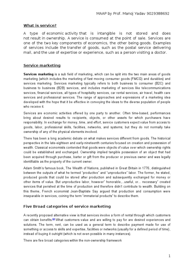 Service Marketing Pdf Product Business Marketing