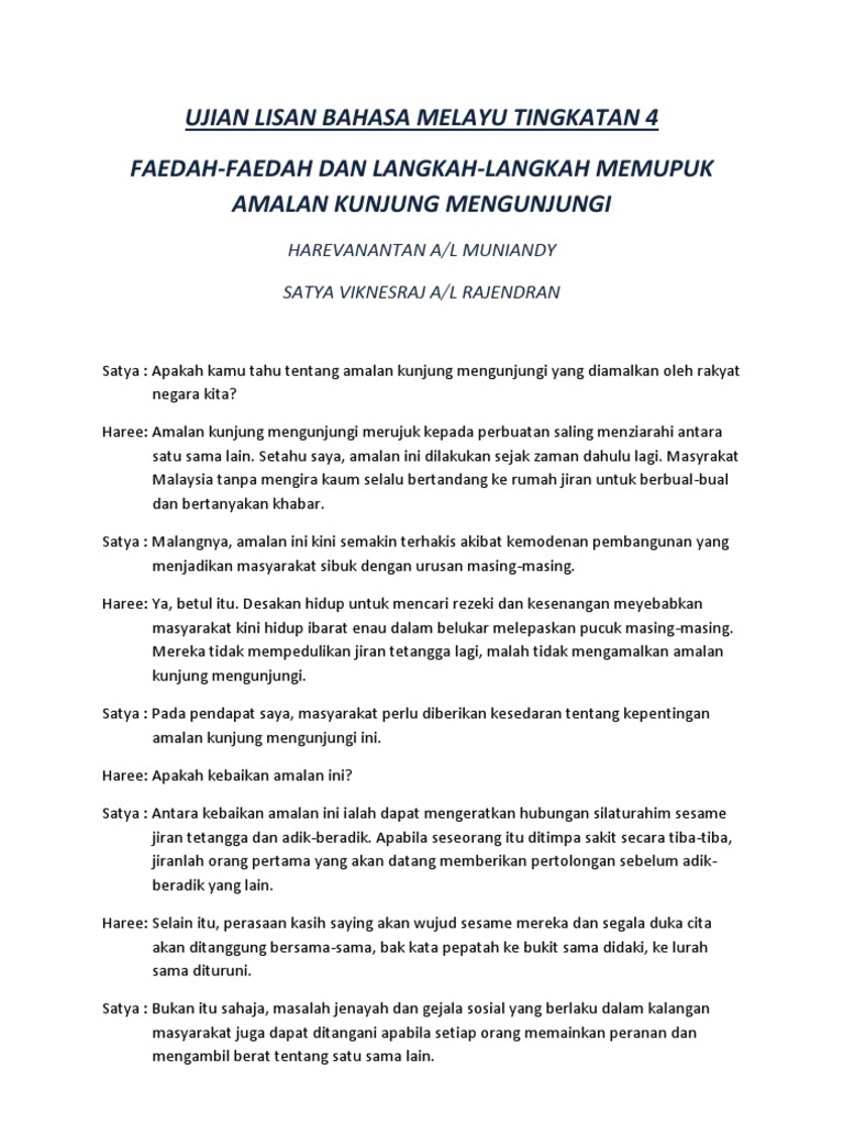 Contoh Ujian Lisan Bahasa Inggris