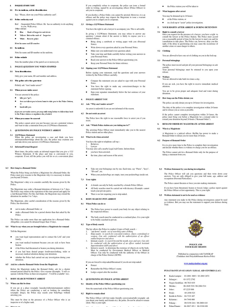 Police Stop and Arrest Guidelines | PDF | Remand (Detention) | Arrest