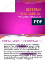 Sistema Pronominal. Pronombres Personales
