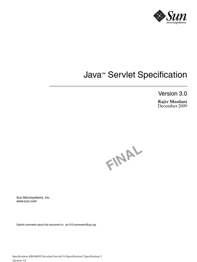 Servlet 3 0 Final Spec | PDF | Java Servlet | Hypertext Transfer Protocol