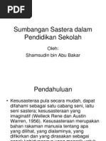 Sumbangan Sastera Dalam Pendidikan Sekolah