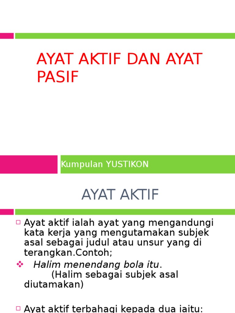 Ayat Aktif Dan Ayat Pasif Pdf